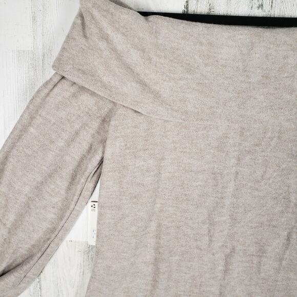 NWT ANA A New Approach Oatmeal Heather Drape Collar Knit Top Women's Size Medium - Picture 11 of 14